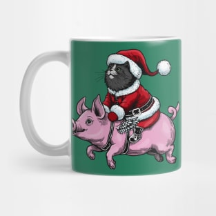 Santa Claws Cat and a Flying Piggy Mug